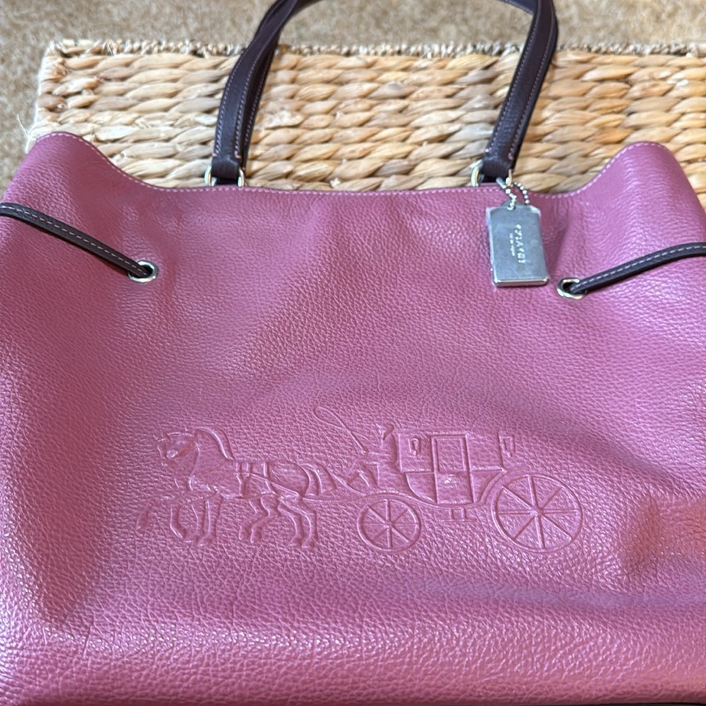 Coach Elegant Purple Leather Tote Bag